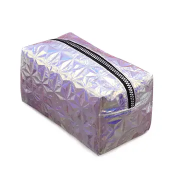 Woman Private Personalized Makeup Brush Case Laser PU Leather Toiletry Bag